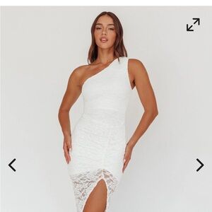 Selfie Leslie White One-Shoulder Midi Dress